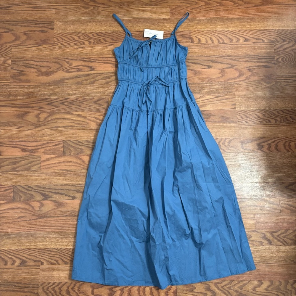 Sim & Sam tie front milkmaid poplin midi Dress - Picture 4 of 6